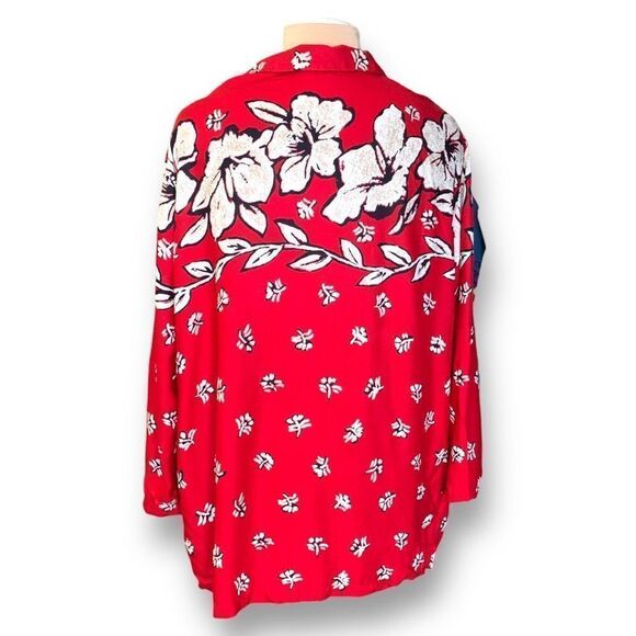 Vintage Plus Preferred Blazer Jacket Red Black Tropical Floral Print Oversized - Picture 3 of 9